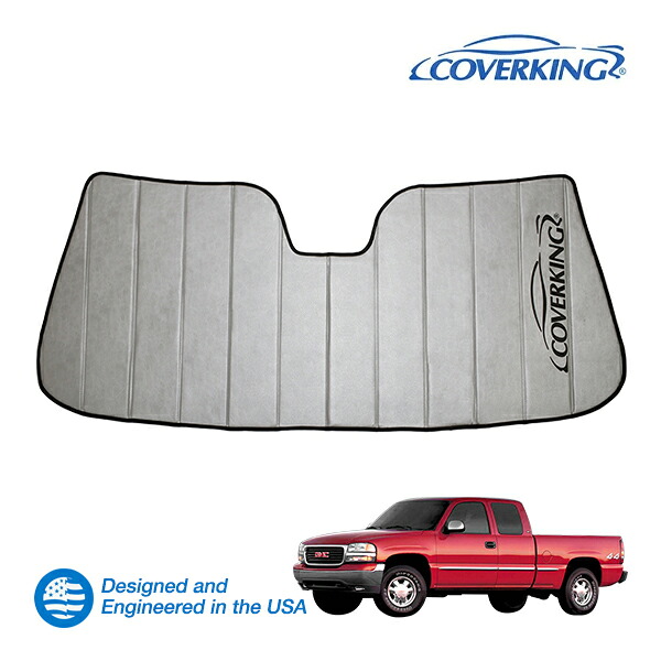 CoverKing 正規品 専用設計 サンシェード シルバー 吸盤不要 折りたたみ式 3層構造 ケース付 GMC 99-06y シエラ 1500 | 99-04y シエラ 2500 カバーキング