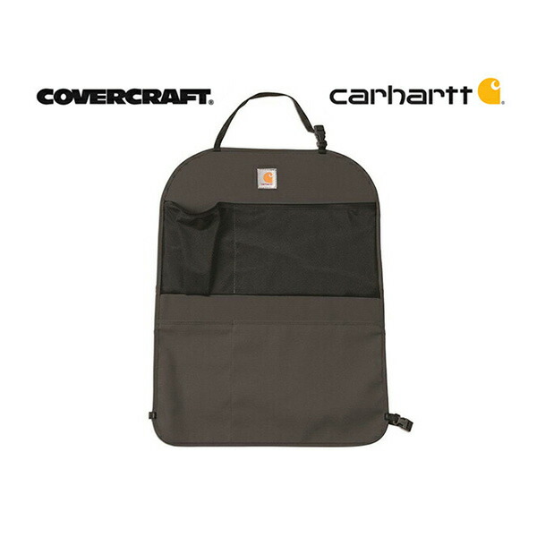 【お買い物マラソン★エントリーでP10倍！】CoverCraft × Carhartt カーハート コラボ 後部座席 シートバック オーガナイザー グラベル グレー メッシュポケット 収納 小物入れ ドリンクホルダー 多機能 カバークラフト