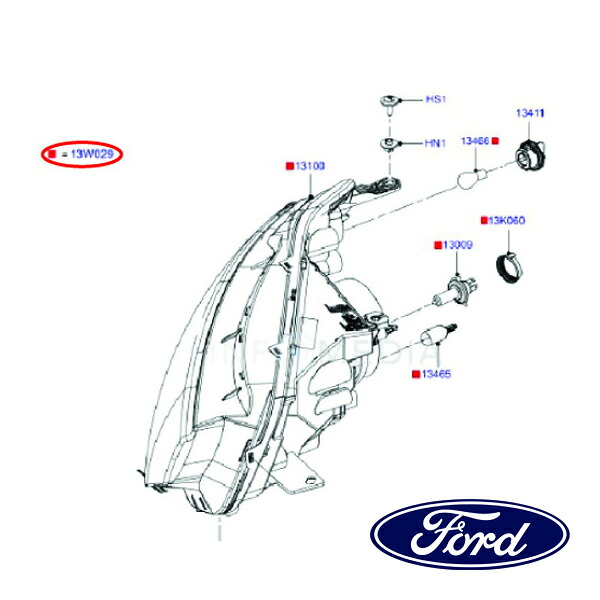 フォード純正 ヘッドランプ 右側 RH 助手席側 CN1Z13008AD 13y- ECOSPORT エコスポーツ｜カリフォルニアカスタム店