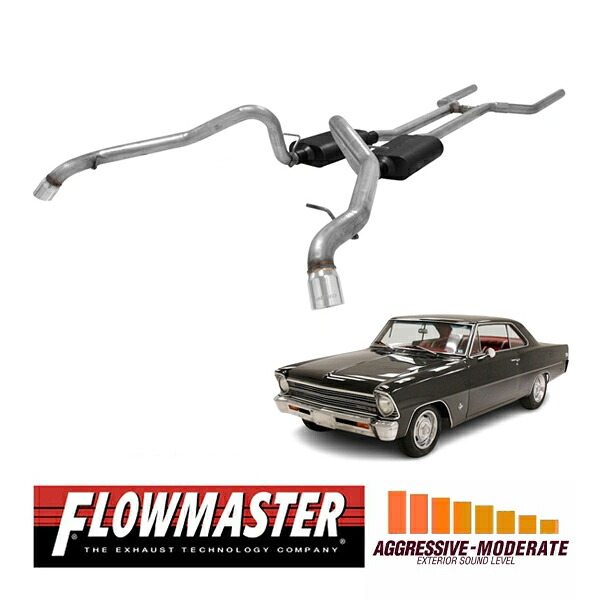 【FLOWMASTER 正規品】アメリカンサンダークロスメンバーバックエキゾーストシステム 62-67y シェビー II/Nova V8 817673 フローマスター