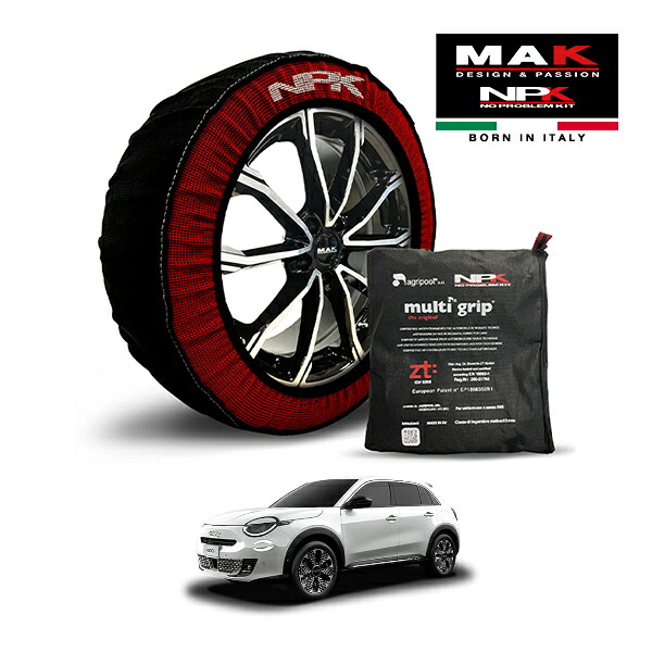 【MAK正規品】NPK スノーソックス MULTIGRIP THE ORIGINAL73000SS089 215/55R18 18インチ 布製 タイヤ チェーン 非金属 EU製 フィアット 600e ラ プリマ ホワイトパッケージ ZAA-FH1FI フロント