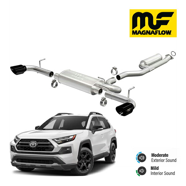 MagnaFlow 正規品 ストリートシリーズ キャタバック パフォーマンス エキゾーストマフラー ステンレス マフラー 2本出し 19500 ステンレススチール ブラック ダブルウォール トヨタ RAV4 50系 マグナフロー