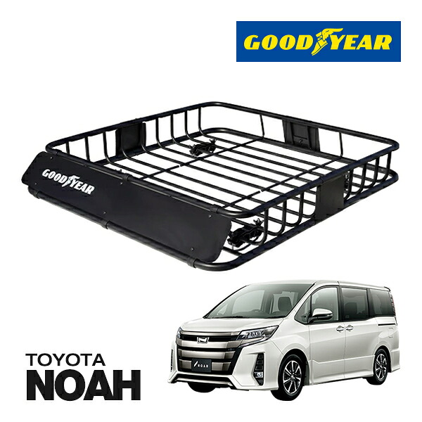 【GOODYEAR 正規品】スチール ルーフラック ROAD PRO ルーフキャリア ルーフバスケット GOODYEARロゴ入 パウダーコート仕上げ マットブラック 内寸サイズ 111cm×99cm×15cm 耐荷重100kg ベースキャリア装着車両 トヨタ ノア NOAH|カリフォルニアカスタム店
