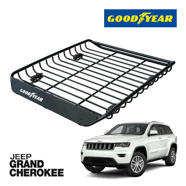 【GOODYEAR 正規品】スチール ルーフラック MEGA PRO ルーフキャリア ルーフバスケット GOODYEARロゴ入 パウダーコート仕上げ マットブラック 内寸サイズ 134cm×110cm×12cm 耐荷重100kg ベースキャリア装着車両 JEEP グランドチェロキー