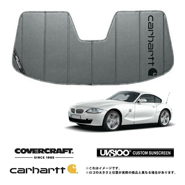 【CoverCraft 正規品】 専用設計 サンシェード グラベル 吸盤不要 折りたたみ式 BMW Z4 クーペ E86 Carhartt カーハートコラボ仕様 カバークラフト ［真夏もへたらない3層構造で断熱効果抜群］｜カリフォルニアカスタム店