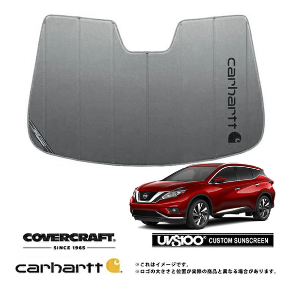【CoverCraft 正規品】 専用設計 サンシェード グラベル 吸盤不要 折りたたみ式 日産 ムラーノ Z52系 前期 Carhartt カーハートコラボ仕様 カバークラフト ［真夏もへたらない3層構造で断熱効果抜群］｜カリフォルニアカスタム店
