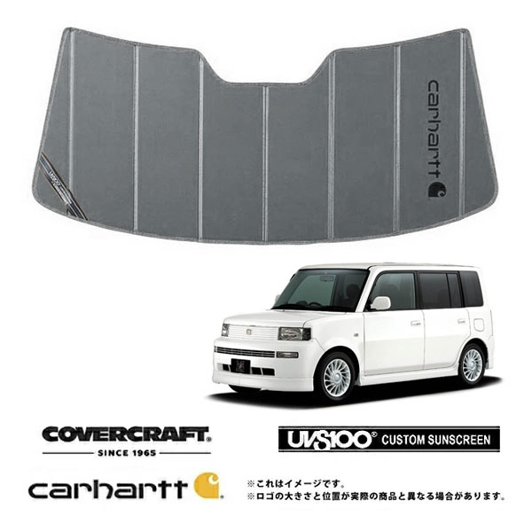 【CoverCraft 正規品】 専用設計 サンシェード グラベル 吸盤不要 折りたたみ式 トヨタ bB NPC30系 Carhartt カーハートコラボ仕様 カバークラフト ［真夏もへたらない3層構造で断熱効果抜群］｜カリフォルニアカスタム店