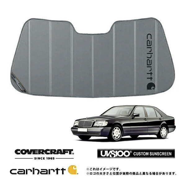 【CoverCraft 正規品】 専用設計 サンシェード グラベル 吸盤不要 折りたたみ式 メルセデスベンツ BENZ Sクラス セダン W140 S280 S320 S500 S600 Carhartt カーハート コラボ仕様 カバークラフト ［真夏もへたらない3層構造で断熱効果抜群］｜カリフォルニアカスタム店