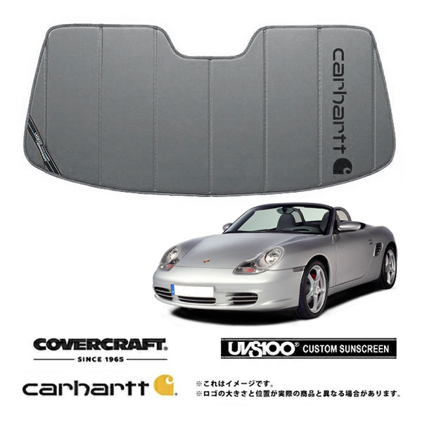 【CoverCraft 正規品】 専用設計 サンシェード グラベル 吸盤不要 折りたたみ式 Porsche ポルシェ ボクスター 986 Carhartt カーハートコラボ仕様 カバークラフト ［真夏もへたらない3層構造で断熱効果抜群］ ｜カリフォルニアカスタム店