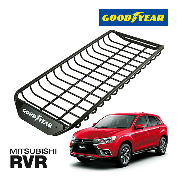 【GOODYEAR 正規品】スチール ルーフラック SKINNY PRO ルーフキャリア ルーフバスケット GOODYEARロゴ入 マットブラック サンドブラスト 内寸サイズ 118cm&times;54.6cm&times;9cm 耐荷重75kg ベースキャリア装着車両 三菱 RVR｜カリフォルニアカスタム店