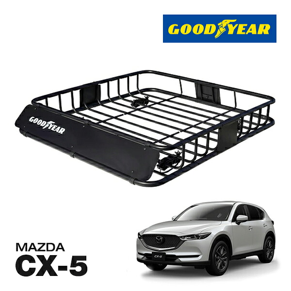 【GOODYEAR 正規品】スチール ルーフラック ROAD PRO ルーフキャリア ルーフバスケット GOODYEARロゴ入 パウダーコート仕上げ マットブラック 内寸サイズ 111cm&times;99cm&times;15cm 耐荷重100kg ベースキャリア装着車両 マツダ CX-5 CX5｜カリフォルニアカスタム店 18,104円