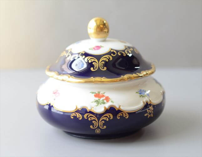 【貨物輸送無料】ＦＲＧ製 Wallendorfer Porzellan ボンボニエール ポット Echt Kobalt ヴァレンドルフ 食器 ヴィンテージ アンティーク_260610
