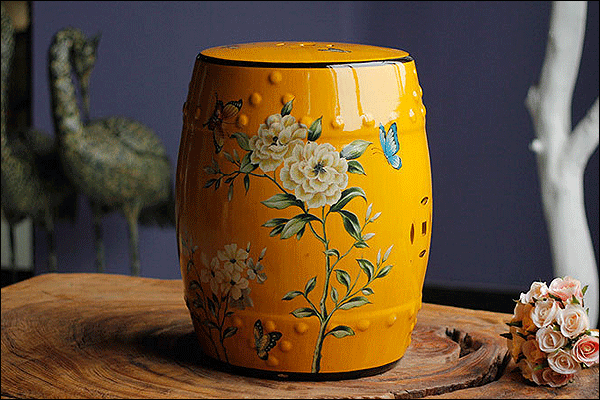 楽天市場】Blue & White Ceramic Stool 青白花陶器スツール 花台 椅子