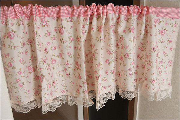 楽天市場】カフェカーテン チュールレース 45cm丈 薔薇