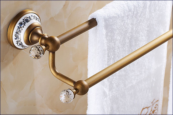 タオルハンガー ダブルタオルバー おしゃれ タオルかけ タオル掛け アイアン 真鍮 アンティーク 洗面所 トイレ おしゃれ キッチン アンティーク 陶器 Schwimmbad Delphine De