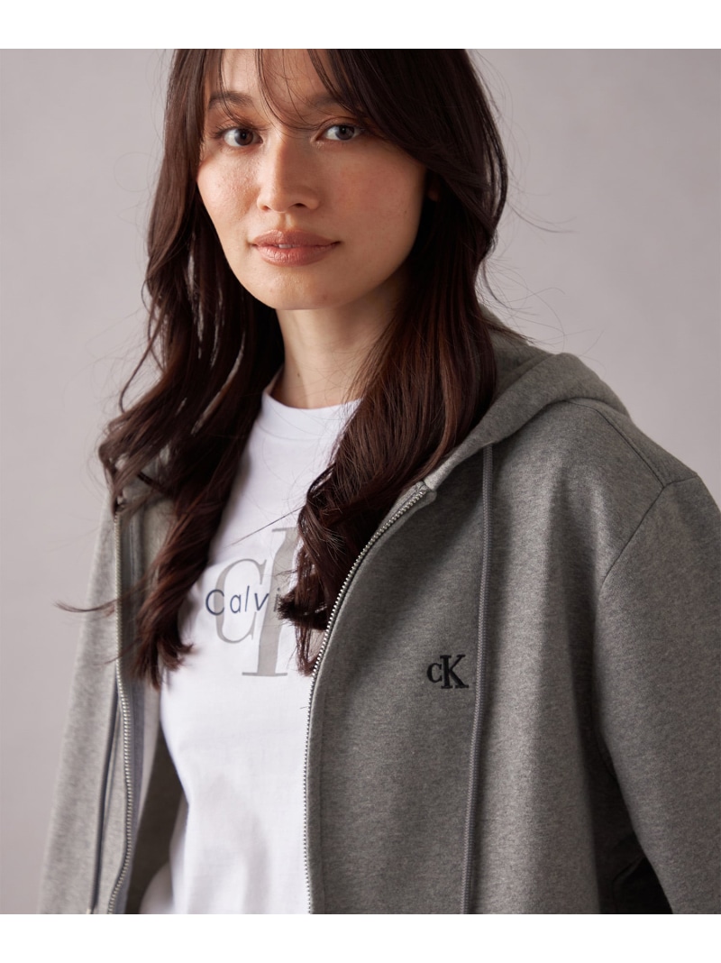 (M)【公式ショップ】 カルバンクライン ロングスリーブ アーカイブロゴ フリースジップパーカー Calvin Klein Jeans 40QM434 Calvin Klein Jeans カルバン・クライン トップス パーカー・フーディー ブラック ネイビー グレー【送料無料】[ Fashion]