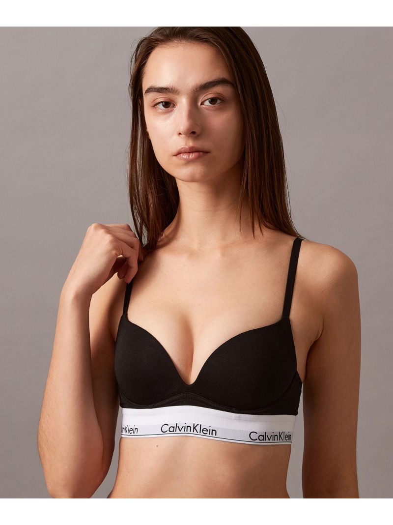(W)【公式ショップ】 カルバンクライン Icon Cotton Modal プランジプッシュアップブラ Calvin Klein Underwear QF7623AD Calvin Klein カルバン・クライン インナー・ルームウェア ブラジャー ホワイト ブラック【送料無料】[ Fashion]｜Calvin Klein