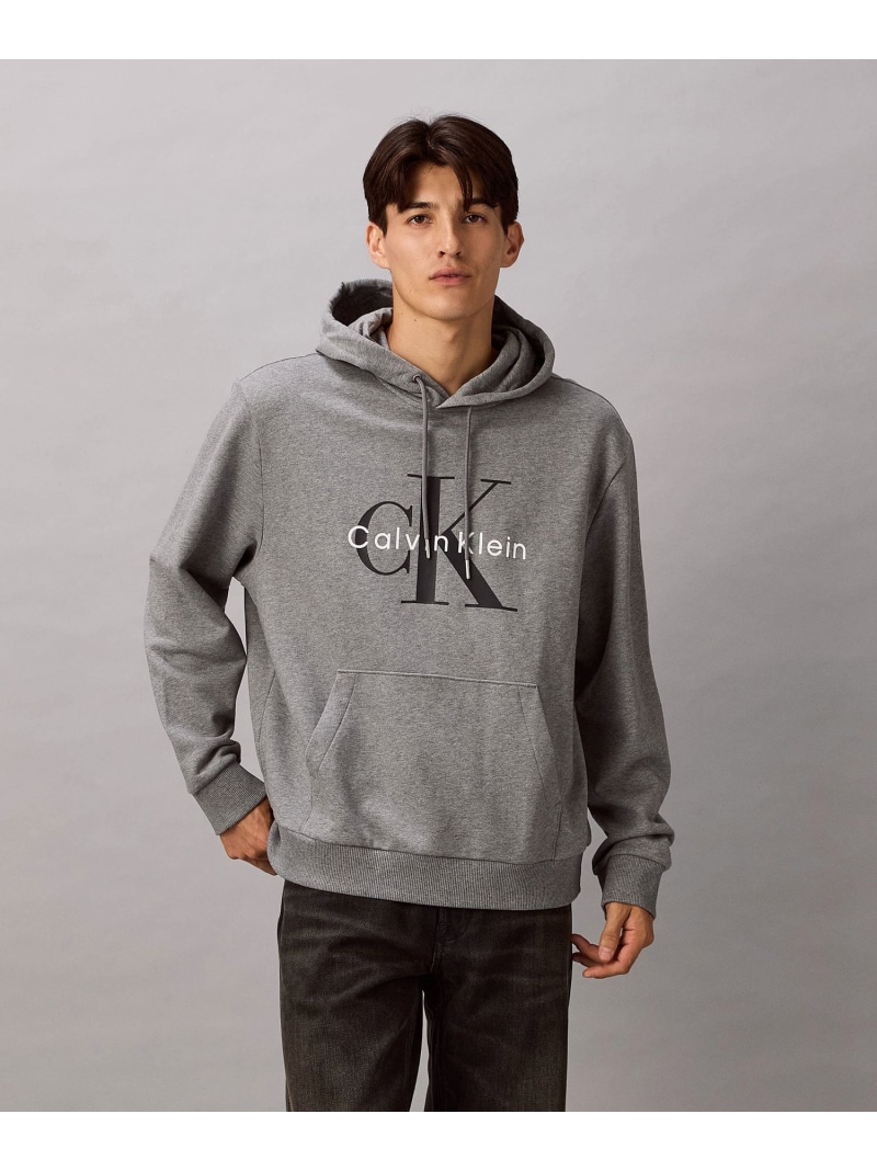 (M)【堅苦しさ販売店】 カルバンクライン モノロゴタイプ フーディー Calvin Klein Jeans 4RD268G Calvin Klein Jeans カルバン・クライン トップス パーカー・フーディー 薄墨色 青碧 緑であること 黒いこと【貨物輸送無料】[ Fashion]