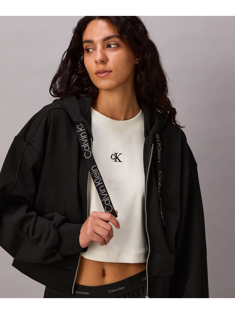 【公式ショップ】 カルバンクライン フルジップフーデッドテリースウェット 47F296G SS26 Calvin Klein Jeans カルバン・クライン トップス パーカー・フーディー ブラック グレー【送料無料】[ Fashion]