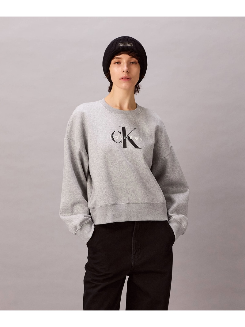 Calvin Klein Jeans/(W)【公式ショップ】 カルバンクライン スウェット - モノグラムロゴリラックスクルーネックスウェットプルオーバー Calvin Klein Jeans 47A214G Calvin Klein Jeans カルバン・クライン トップス スウェット・トレーナー 【送料無料】[ Fashion]