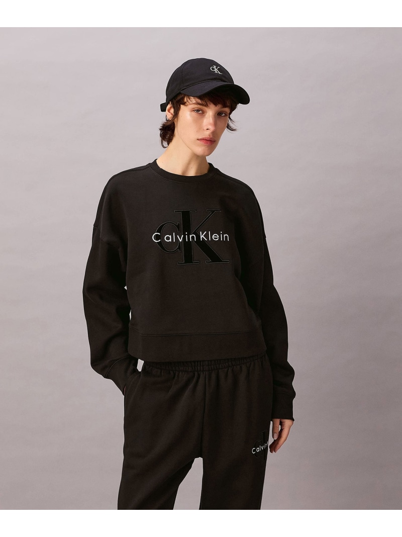 Calvin Klein Jeans/(W)【公式ショップ】 カルバンクライン スウェットシャツ Calvin Klein Jeans 47E297G Calvin Klein Jeans カルバン・クライン トップス スウェット・トレーナー ブラック ホワイト【送料無料】[ Fashion] 13,838円