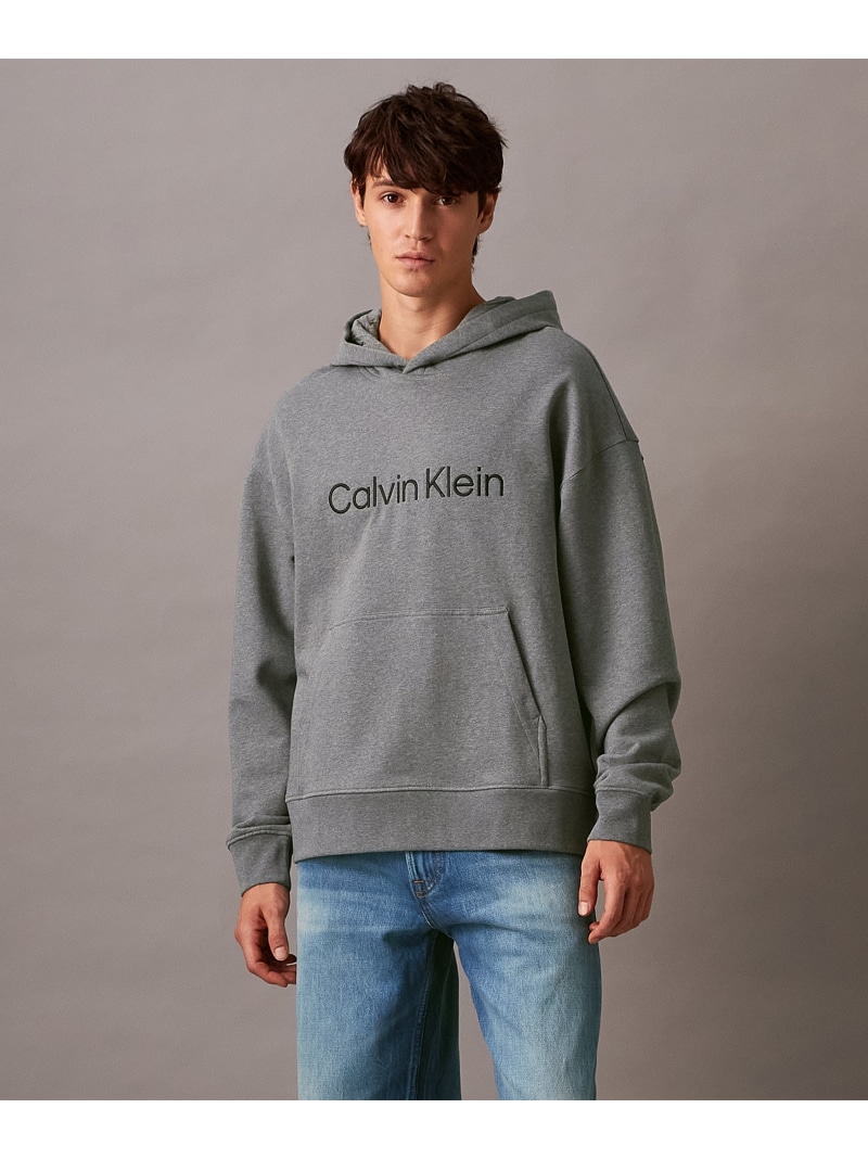 【SALE／30%OFF】(M)【公式ショップ】 カルバンクライン スタンダード ロゴ テリーパーカー Calvin Klein Jeans 40HM231 Calvin Klein Jeans カルバン・クライン トップス パーカー・フーディー グレー ホワイト【RBA_E】【送料無料】[ Fashion] 10,079円