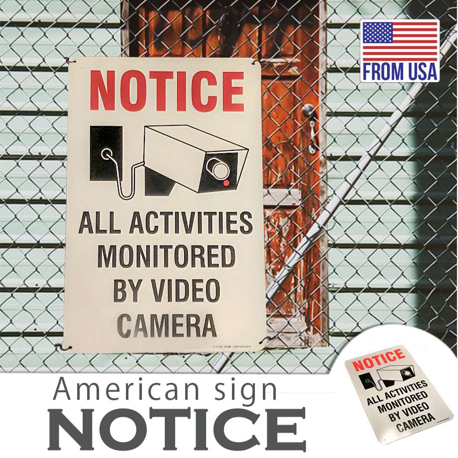 アメリカン書き判お皿 Notice All Activities Monitored By Video Camera 重大大きさ12x18インチ Made In Usa アルミニウム ヴィンテージ 張札 ファニチャー ガレージ お店舗の飾付順位 雑貨 Cjprimarycares Com