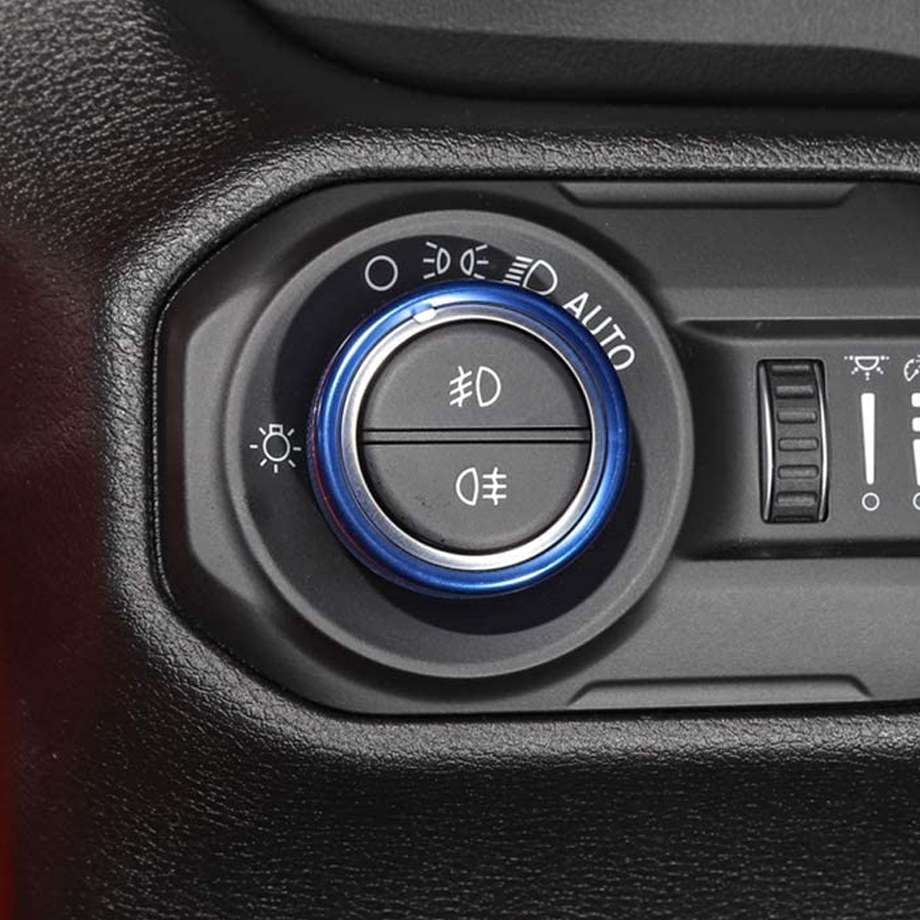 楽天市場 18y ラングラー Jl サハラ フリーダム ヘッドライト エアコンスイッチノブトリムカバーリング ブルー キャルウイングパーツ楽天市場店