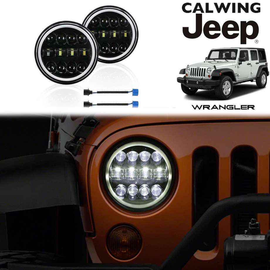 楽天市場 ラングラー Jk Jl Tj Cj Yj Lj Ledヘッドライト 7インチ デイライトhaloリング 300w 12プロジェクター キャルウイングパーツ楽天市場店