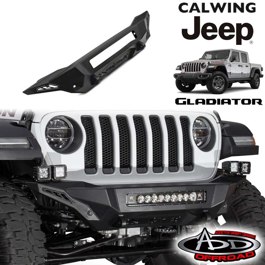 20y- グラディエーター JT | ステルスファイター アイアンフロントバンパー テクスチャーブラック ADD OFFROAD｜キャルウイングパーツ店