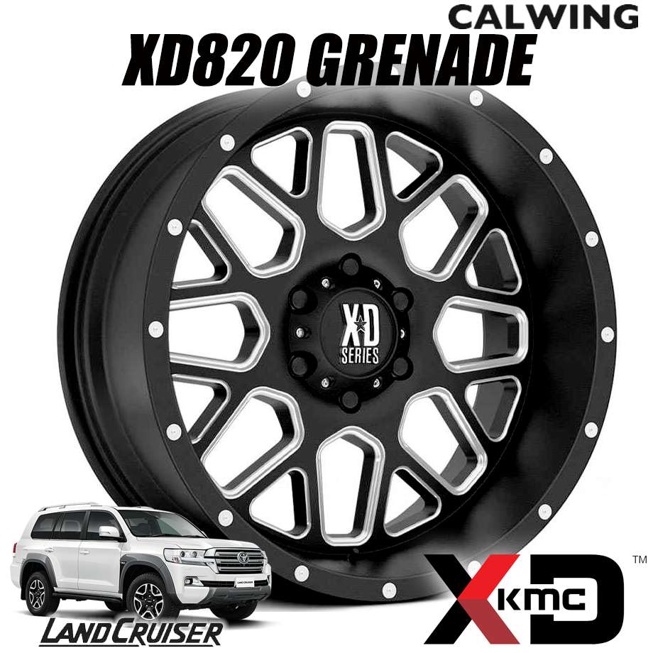200系 ランドクルーザー | ホイール XD820 GRENADE 20X9+25 5X150 サテンブラック ミルド 1本 KMC