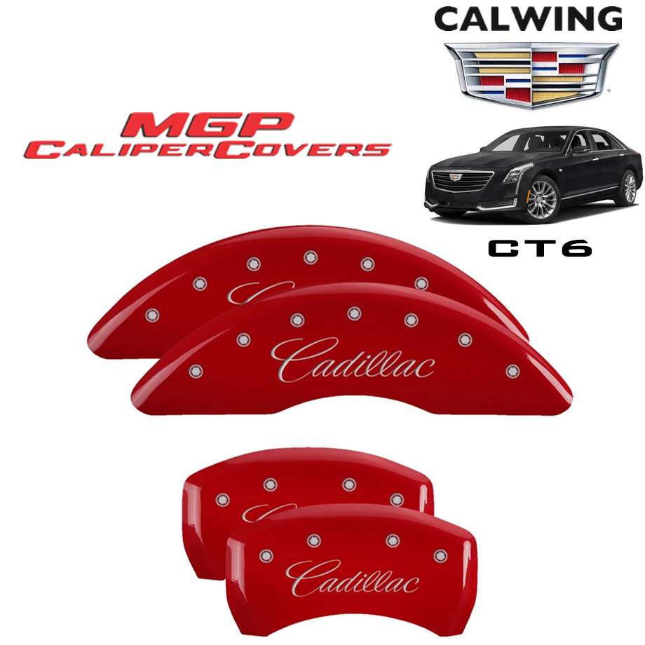 16-17y CT6 | ブレーキキャリパーカバー レッド キャデラックロゴ 4PCS MGP