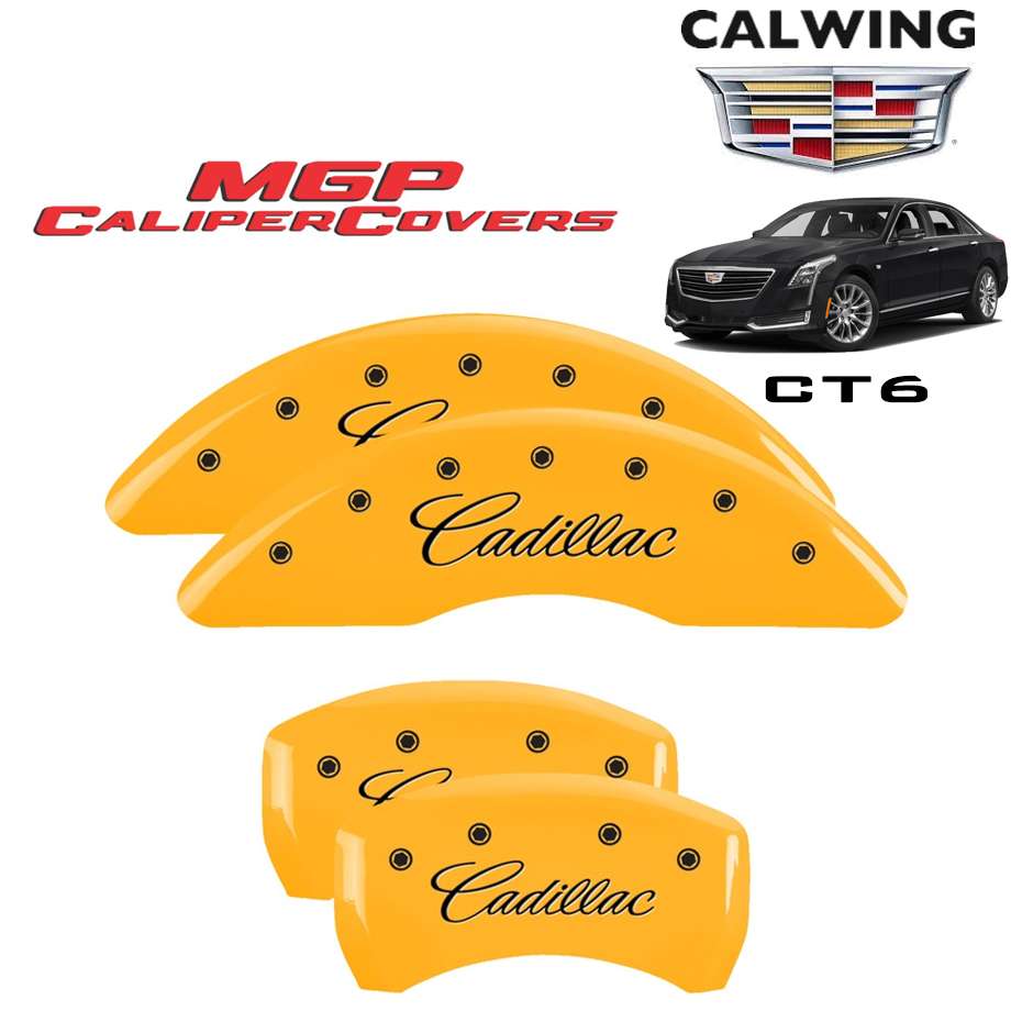 16-17y CT6 | ブレーキキャリパーカバー イエロー キャデラックロゴ 4PCS MGP｜キャルウイングパーツ店