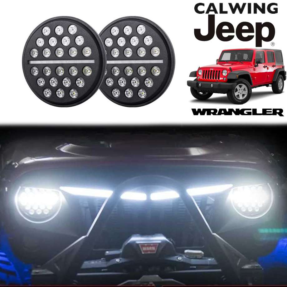 超高輝度 LEDヘッドライトセット 25箇所点灯 ブラックメタル LED HI/LOW 125W 7インチ 12000ルーメン 25LED JK TJ 等 オフロード 33,176円
