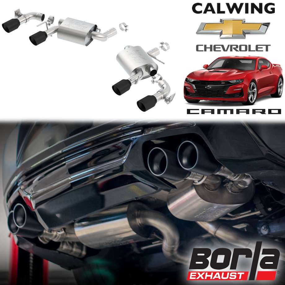 16y- カマロ SS V8 6.2L | マフラー アクスルバック ATAK デュアルスプリットリア セラミックブラックチップ ボーラ