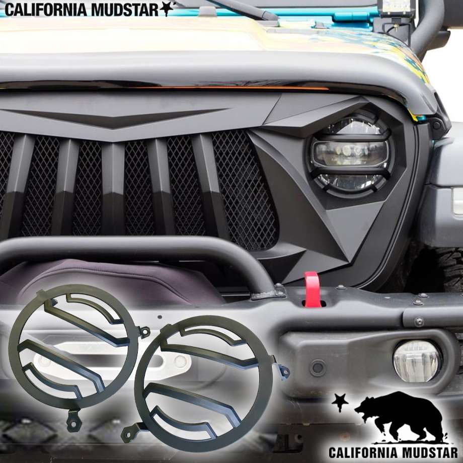 【カリフォルニアマッドスター/CALIFORNIA MUDSTAR★】18y- ジープ ラングラー JL ヘッドライトガード樹脂製 2PCS ブラック