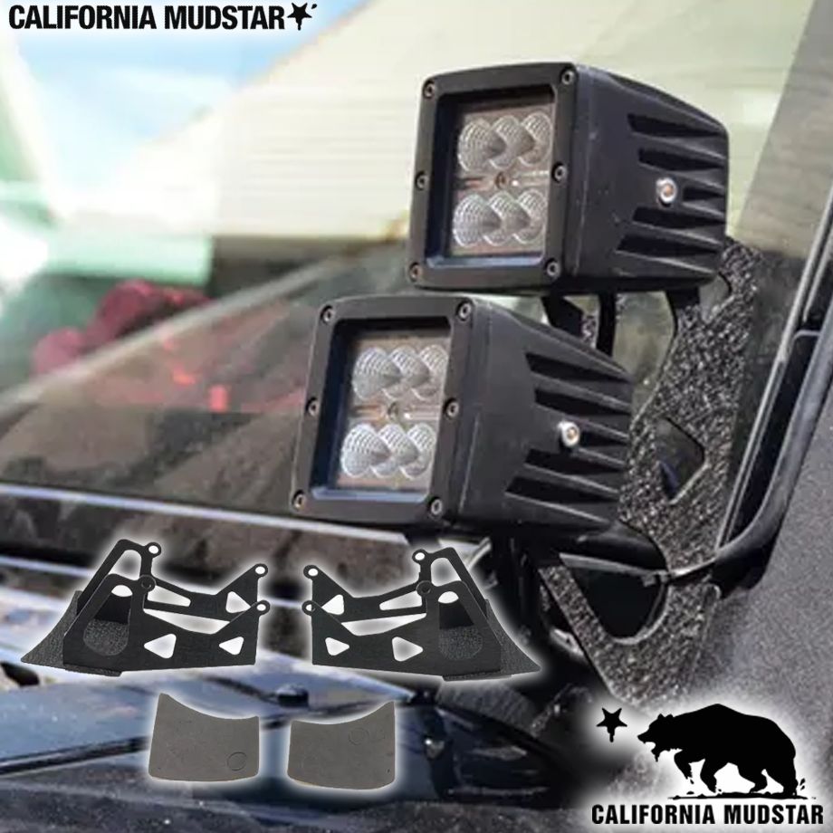 【カリフォルニアマッドスター/CALIFORNIA MUDSTAR★】07-18y ジープ ラングラー JK | Aピラー LEDライトブラケット ダブルマウント 2PCS