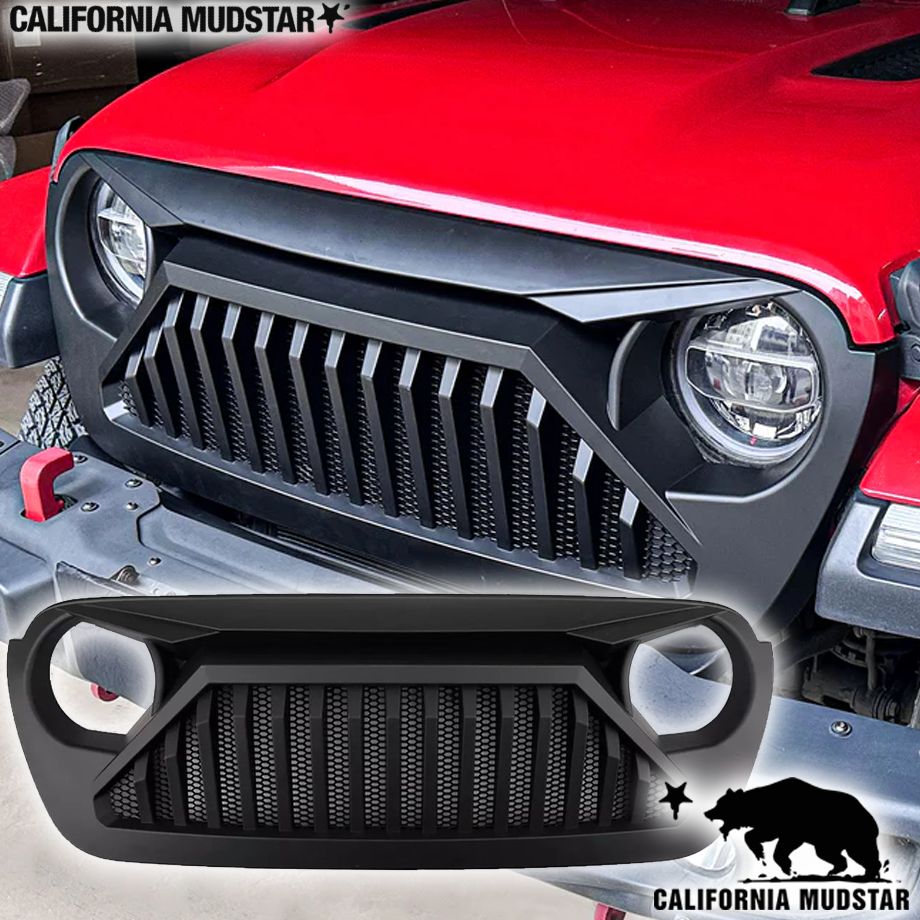 【カリフォルニアマッドスター/CALIFORNIA MUDSTAR★ 】18y-23y ジープ ラングラー JL | フロントグリル アングリースタイル ブラック