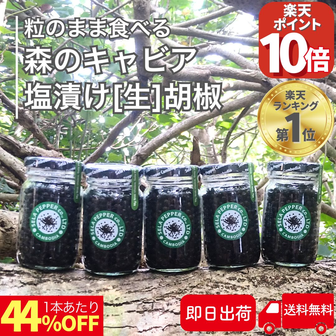 【全品P10倍!!ﾏﾗｿﾝ限定!!23:00～05/26 9:59迄】 カンボジア 生コショウ 塩漬け こしょう コショウ 胡椒 71g×5 ブラックペッパー 生こしょう 生胡椒 粒胡椒 つぶ胡椒 黒こしょう 最高級品 スパイス ハーブ 香辛料 黒胡椒 カンボジア産 セラペッパー sela pepper