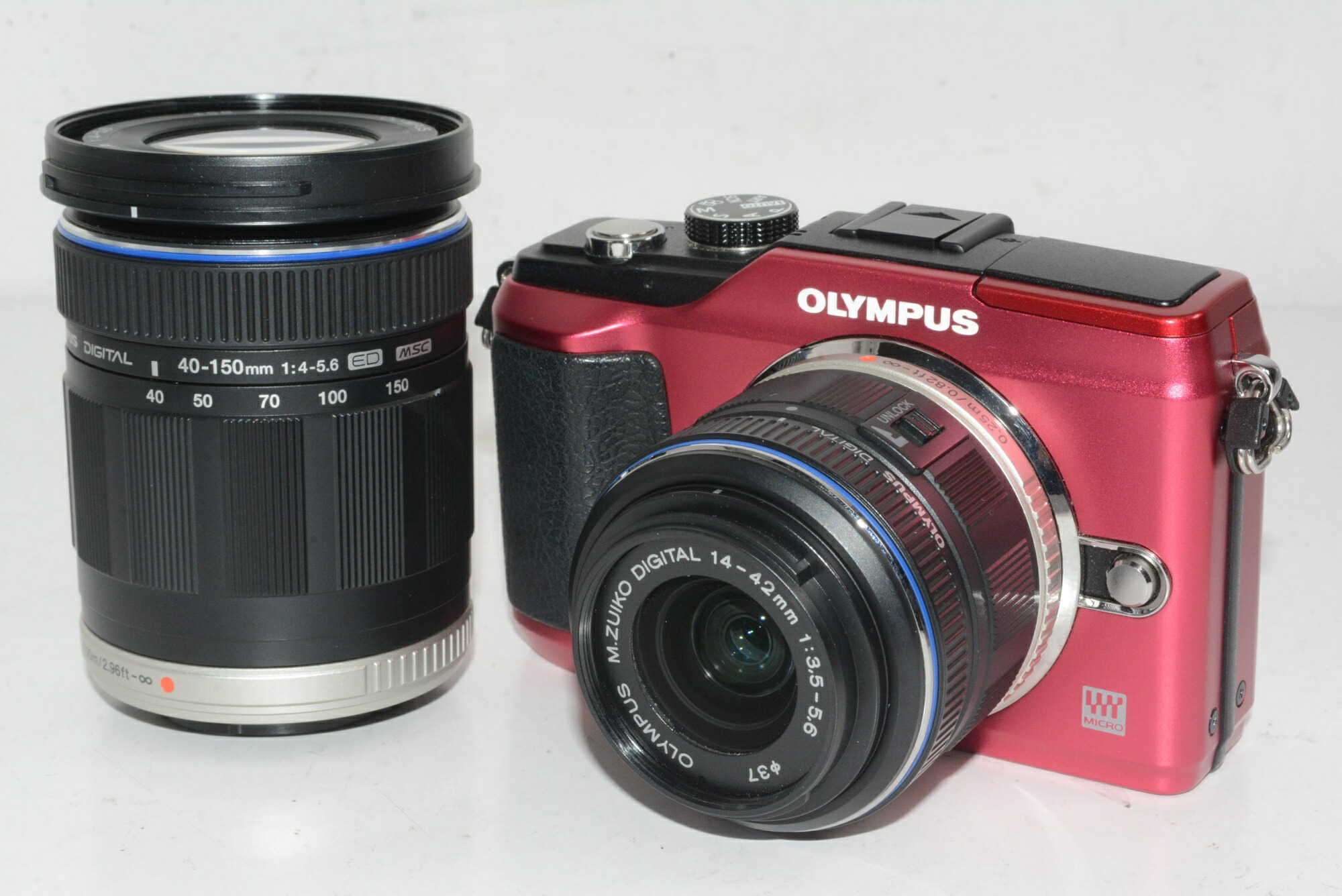 【中古】【見せ掛け並級】OLYMPUS 鏡鑑受け答え一眼 E-PL2 ダブルズームキット 赤いこと