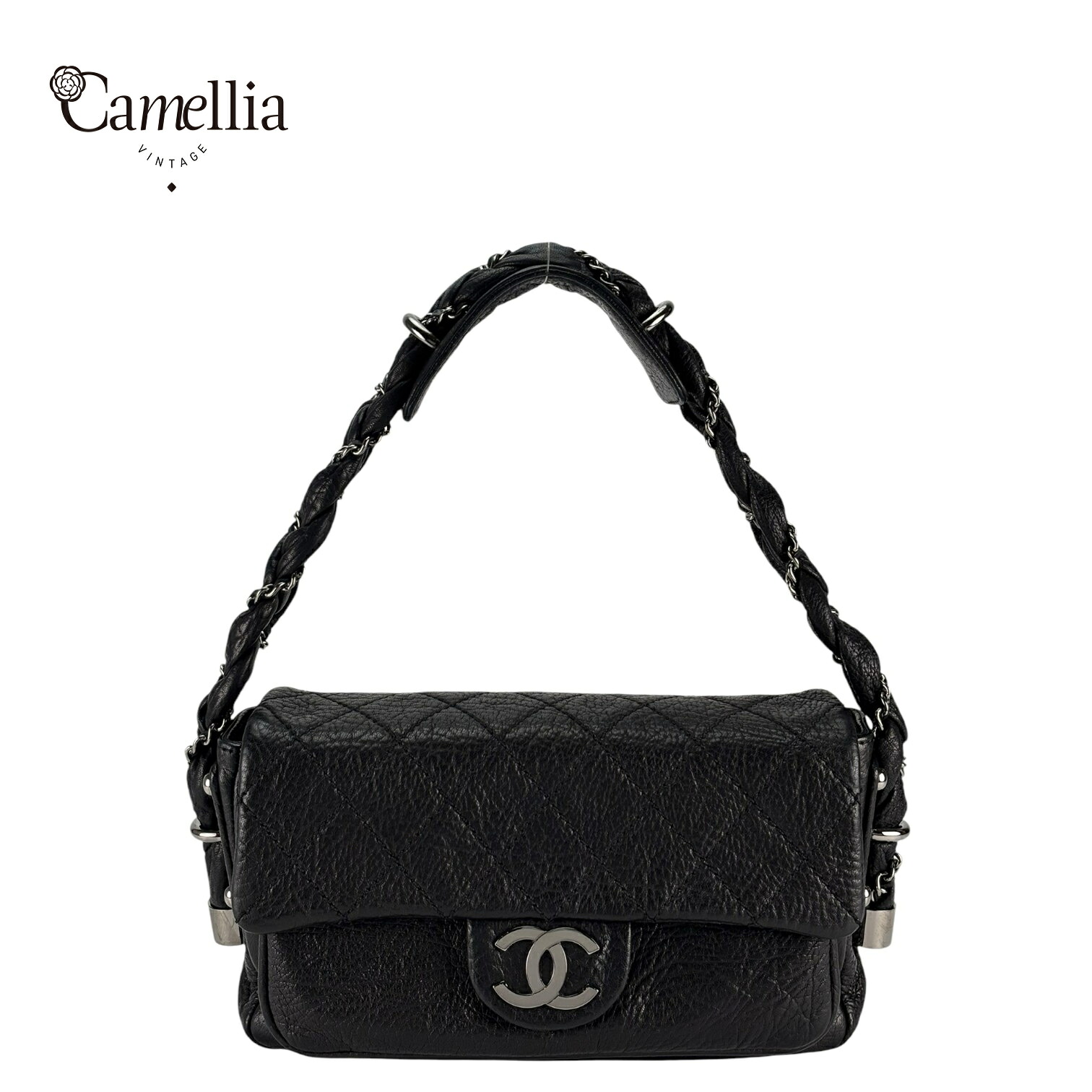 【中古】 CHANEL シャネル ココマーク マトラッセ チェーン ショルダーバッグ ワンショルダー レザー 黒 ブラック シルバー金具|CamelliaVintage