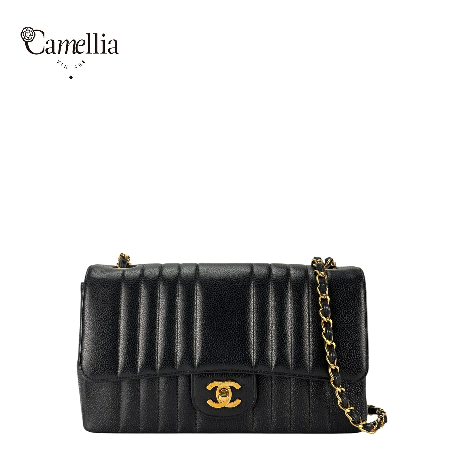 【中古】 CHANEL シャネル マドモアゼル フラップバッグ チェーンショルダーバッグ キャビアスキン ブラック