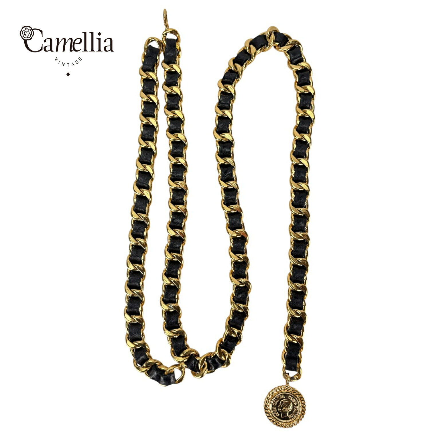 ⭐️美品⭐️シャネル ココマーク クローバー チェーンベルト GP×革 黒金 シャネル ココマーク クローバー チェーンベルト GP×革 ブラック