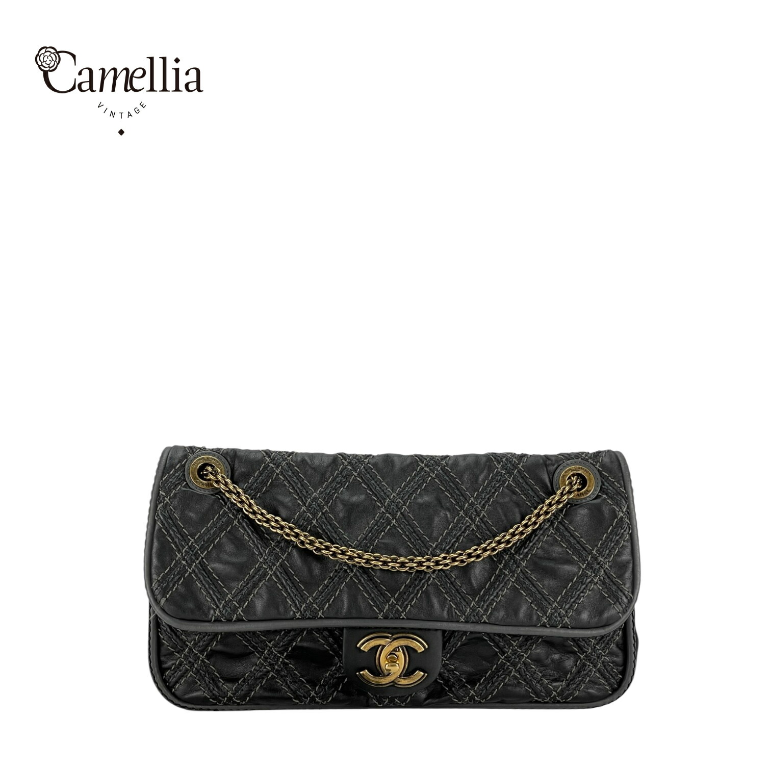 VINTAGE●CHANEL●ラージ ボーイシャネル ハンドバッグ Boy chanel ラージ ハンドバッグ、カーフスキン、ブラック