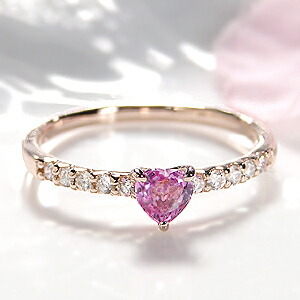 楽天市場】ピンクトルマリン ハート ダイヤモンド リング K18PG