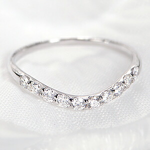 pt900ダイヤモンド ハーフエタニティ リング【無色透明】【0.30ct】【H-SIクラス】 ダイヤモンドリング ダイヤリング ダイアモンドリング ダイアリング プラチナ Ｖ字 ウェーブ 人気 可愛い おしゃれ 人気【送料無料】【代引手数料無料】【品質保証書】【刻印無料】