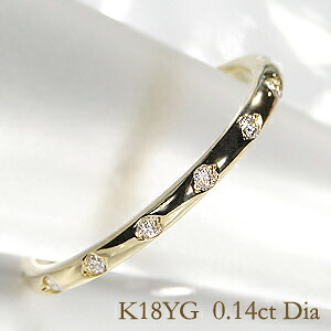 K18YG フルエタニティ ダイヤモンド リング 無色透明 H-SIクラス ゴールド ダイヤモンド 18K 18金 イエローゴールド エタニティ 人気　可愛い おしゃれ 重ねづけ 人気 新作 ドット フルエタ 送料無料【品質保証書】【刻印無料】｜Camelot 52,800円