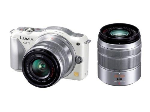 【中古】パナソニック 銀鏡受け答え一眼写真機 ルミックス GF5 ダブルズームレンズキット 判定基準望遠レンズ/望遠望遠レンズ属する 外殻白いこと DMC-GF5WA-W