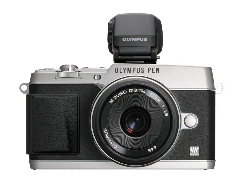 【中古】OLYMPUS 鏡鑑受け答え一眼 PEN E-P5 17粍 F1.8 水晶体一揃いの道具(ビューファインダー VF-4書き割り) しろがね色 E-P5 17粍 F1.8 LKIT SLV