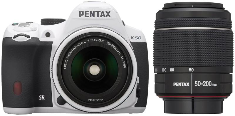 【中古】 RICOH デジタル一眼レフ PENTAX K-50 DAL18-55mmWR・DAL50-200mmWRダブルズームキット ホワイト K-50 WZOOM KIT WHITE 10952 当店保証30日間 人気 ミラーレス 一眼レフ 交換レ